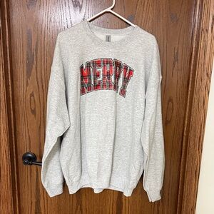 Gray Merry Graphic Sweatshirt